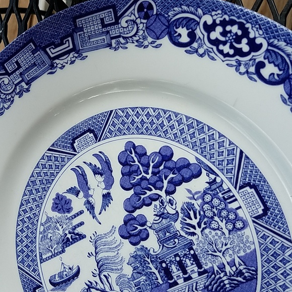 ROYAL CUTHBERTSON - Blue and White Porcelain Dinner Plate - WILLOW - 10 3/4" - Picture 2 of 8